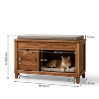 Banc-établi en bois 2-en-1 pour chat avec tiroir et siège rembourré pour entrée, salon, et multiples scénarios