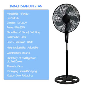 Quạt điện cho nhà tốc độ cao màu đen phong cách 16 inch <span class=keywords><strong>Fan</strong></span> 5 lưỡi nhựa grills 5-lỗ cơ sở <span class=keywords><strong>Fan</strong></span> 16 inch - Product Image 2