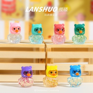 Pato en Miniatura de Resina con Gorro de Oso, Brillante, Artístico, para Manualidades, Joyería, Decoración del Hogar - Product Image 3