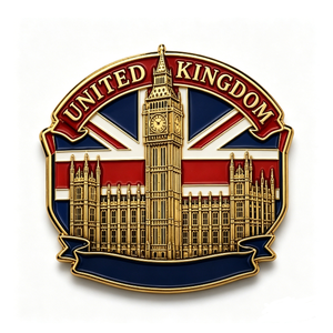 United Kingdom Big Ben Metal <b>Pin</b> Gold Plated Irregular Shape Hard Enamel Zinc Alloy Souvenir Patriotic <b>Badge</b> - Product Image 1