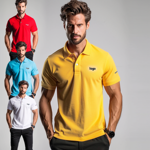 High Quality Customize Men's 100%Polyester Short-Sleeved for Polo Shirt Summer Business Casual No-Iron Solid Color Polo Shirt