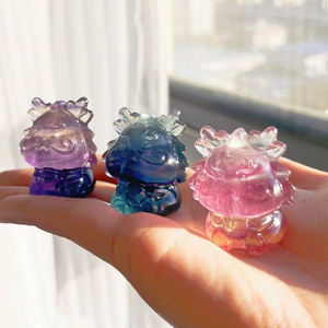 Di lusso intaglio drago pietra preziosa naturale pietre curative cristalli intaglio arcobaleno Fluorite cartone animato per regalo ricordo - Product Image 4