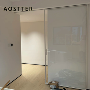 Puerta Corredera Interior AOSTTER Blanca Pura con Vidrio Esmerilado Translúcido y Herrajes Resistentes para Armario de Dormitorio Principal Minimalista - Product Image 4