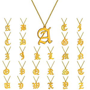Bán Buôn Giá Rẻ Bảng Chữ Cái Gothic 26 Chữ Charm Trang Sức Thép Không Gỉ A-Z Chữ Cái Tiếng Anh Cũ Chữ Cái Ban Đầu Vòng Cổ Mặt Dây Chuyền - Product Image 3