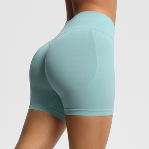 Shorts Deportivos de Mujer con Cintura Ancha Acanalada, Sin Costuras, Corte en V, Control de Abdomen, Elásticos, No Transparentes, para Entrenamiento Diario - Product Image 6