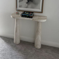 KUMUSI FURNITURE Table console en marbre naturel sur mesure pour salon, table d'entrée