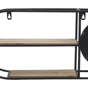 Étagère murale en bois avec cadre métallique et miroir pour entrée, salle de bain, salon, rangement et organisation - Product Image 5