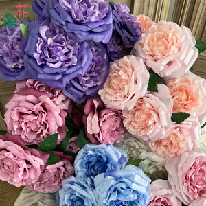 Roses artificielles Martin Austin, 7 grandes fleurs en soie, bouquet de décoration de mariage fait main - Product Image 4