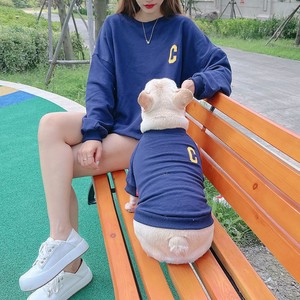 Sweat-shirts assortis brodés dinosaures mignons pour propriétaire et chien, en mélange de coton bleu, vêtements de loisirs toutes saisons, ensemble de vêtements pour animaux de compagnie - Product Image 6