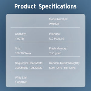 MZ-QLB1T9B Samsung asli Enterprise NVMe Server SSD PM983a 1.92TB UK. 2 PCIe3.0 HDD Internal performa tinggi baru untuk Samsung Original - Product Image 5