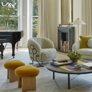 Design creativo Villa soggiorno in lana di agnello <span class=keywords><strong>sedia</strong></span> per il tempo libero Hotel camera da letto struttura in metallo con tessuto di lusso divano singolo <span class=keywords><strong>sedia</strong></span> - Product Image 1