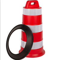 Barrières de circulation en caoutchouc, barils de signalisation routière portables en plastique, bandes de signalisation de sécurité routière, barrières anti-collision pour chantiers, vente en gros