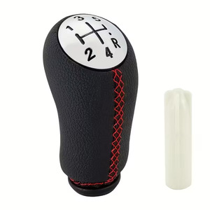Renault Car Gear <b>Knob</b> Leather Manual Transmission <b>Shift</b> Lever Black Red White Blue Stitching Ergonomic Design - Product Image 4