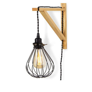 Lot de <span class=keywords><strong>2</strong></span> Montage Mural Bois Support Scone Pendentif Lampe Kit pour BRICOLAGE Projet Naturel en bois support d'étagère murale - Product Image 4