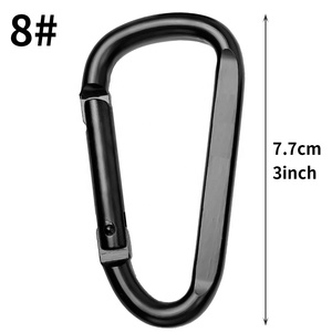 Moschettone All'Ingrosso da 7,6 cm (3 pollici) Total Black con Anello a D Piatto, Gancio Portachiavi da Viaggio Portatile in Lega di Alluminio con Logo Personalizzato Inciso OEM - Product Image 4