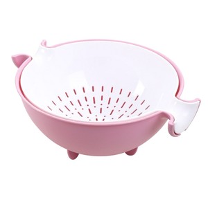 2 in 1 Kitchen <b>Plastic</b> Rotating Drain <b>Basket</b> Double Layers Vegetable Fruit Washing Bowl Strainer <b>Basket</b> Colander With Handle - Product Image 5
