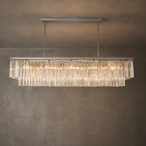 Lámpara colgante rectangular moderna de cristal con cadena ajustable, candelabro lineal para isla de cocina, decoración del hogar - Product Image 4