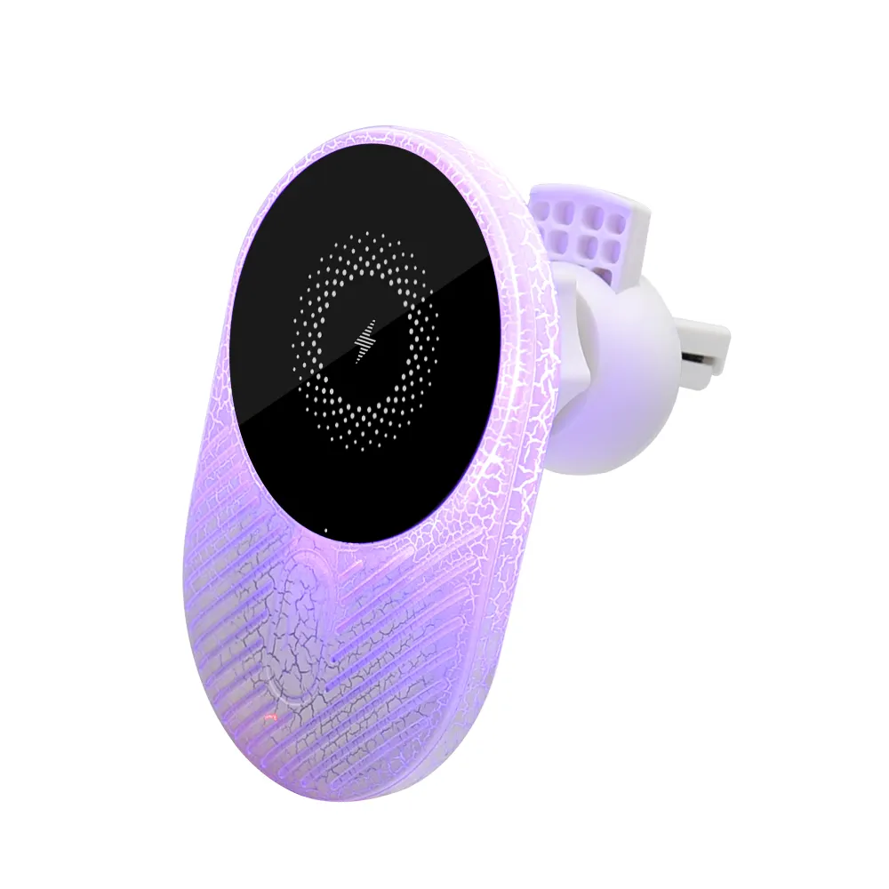 2024 New Design Breath LED Light Qi 15W Air Vent Fast Car Wireless Charging Strong Magnet Charger For iPhone 13 14 15 Pro