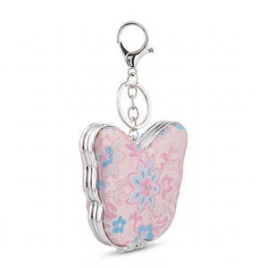 Espejo Compacto con Forma de Mariposa, Tela Brocada con Diseño de Canciones, Llavero con Espejo de Maquillaje de Bolsillo de Seda con Bordado Chino, Logotipo Personalizado - Product Image 1