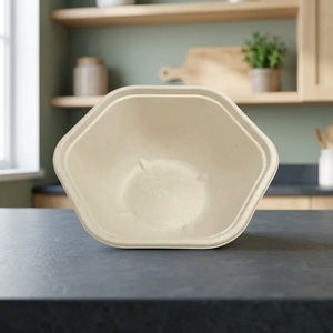 Popular 360ml Bagasse <b>Pulp</b> Moulded Hexa Bowl Biodegradable Water Resistant Disposable Bowl for Hot Cold Food Catering - Product Image 1