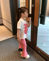 Ensemble d'été pour filles : T-shirt à manches courtes et short avec motif ours, vêtements deux pièces pour enfants, tailles 90-140 cm, vente en gros