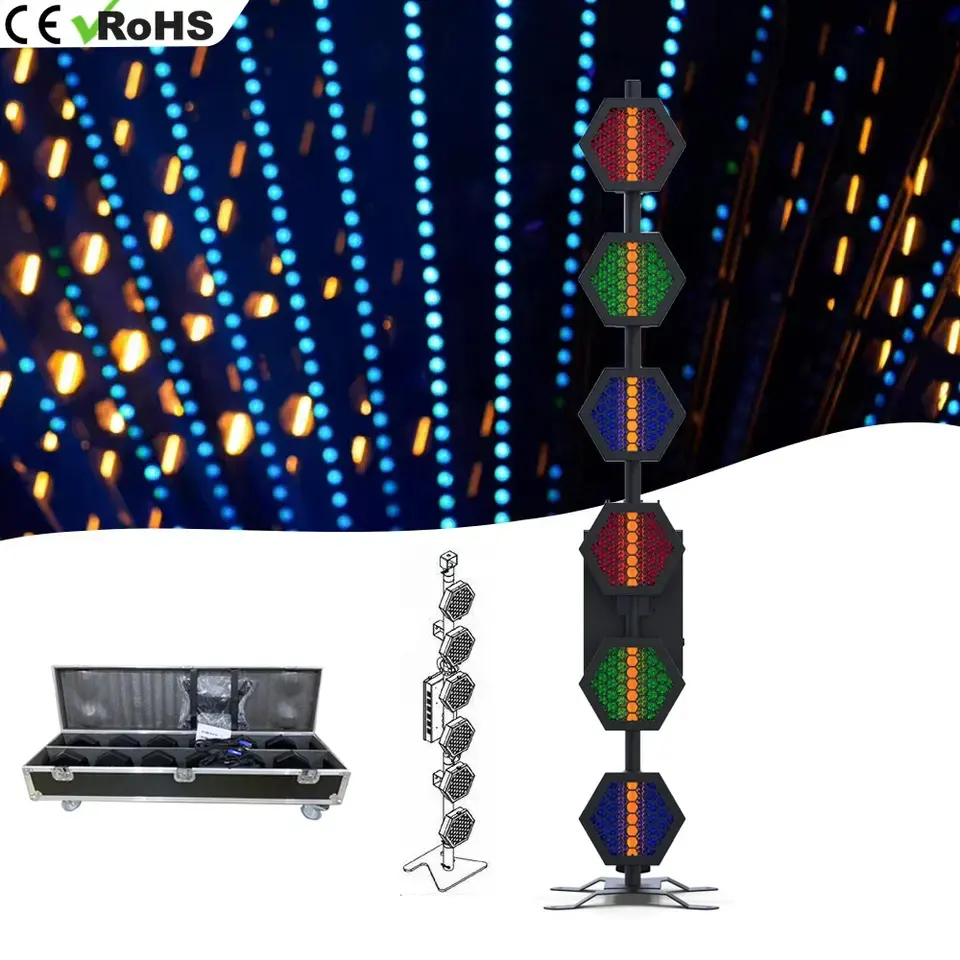 Fondo de escenario de luz LED Portman profesional 6*100W RGB LED Retro efecto luz hexalina lámpara halógena con DMX utilizado para discoteca