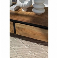 Table basse en bois de manguier massif fabriquée à la main avec deux tiroirs Design esthétique pour salon chambre ou hôtel Durable Unique