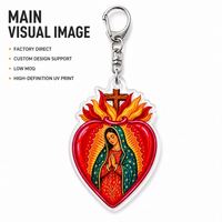 Porte-clés personnalisé en acrylique Sacré-Cœur Vierge Marie, breloque religieuse pour sac, vente en gros