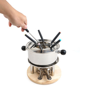Ensemble traditionnel de 6 fourchettes à <span class=keywords><strong>Fondue</strong></span> au fromage en acier inoxydable, ensemble de <span class=keywords><strong>Fondue</strong></span> avec brûleur pour <span class=keywords><strong>la</strong></span> viande au fromage et le chocolat - Product Image 1