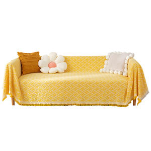 Nordic Style Cotton Linen Sofa Cover Jacquard Pattern Elastic Stretch Universal Modular Sofa <b>Slipcover</b> Machine Washable - Product Image 1