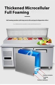 Station de préparation de <span class=keywords><strong>pizza</strong></span> en acier inoxydable commerciale et barre sandwich Table à salade à refroidissement direct avec réfrigérateur ouvert refroidi à l'air - Product Image 6