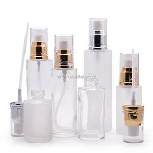 Garrafa vazia fosca luxuosa, garrafa de vidro spray de perfume 40ml 50ml 100ml 120ml com bomba dourada e prateada