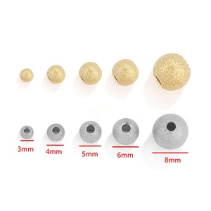 Frosted Round <b>Beads</b> | 18K PVD Gold Plated Stainless Steel Matte Stardust Spacer <b>Beads</b> for DIY <b>Bracelet</b> Necklace <b>Making</b> - Product Image 2