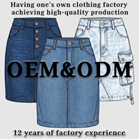 Jupes en jean cargo personnalisées pour femmes, multi-poches, longueur midi, délavage enzymatique, effet usé, marque privée, streetwear personnalisé, OEM
