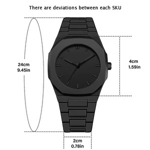 Ensemble cadeau 1158 Cs008, quatre pièces, bagues, bracelets, colliers noirs, montre à quartz musulmane sans boîte, montre arabe en plastique Aura pour hommes - Product Image 4