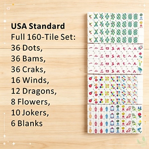 Classic <b>Mahjong</b> Tile <b>Set</b> Plastic Portable 4 Player Game Tiles With Floral And Animal Designs White Base Color - Product Image 4