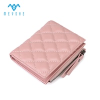 Dompet Kulit Domba Mewah Berkualitas Tinggi Buatan Pabrik Khusus untuk Wanita, Tas Modis dengan Kantong Koin Ber-resleting dan Fitur RFID Blocking