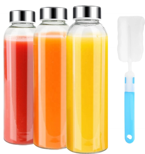 Botella de Agua de Vidrio Transparente Minimalista, Tendencia Viral, Tapa de Acero Inoxidable SUS304 a Prueba de Fugas, Recipiente Portátil para Bebidas y Smoothies para el Hogar - Product Image 3