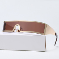 Lunettes de soleil rectangulaires en métal de style punk avec verres pleine monture UV400, design futuriste Y2K pour la mode unisexe