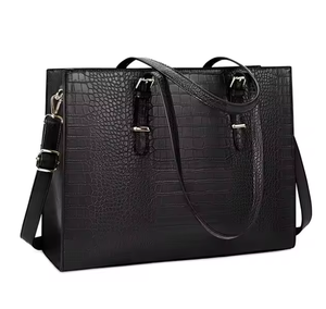 Sac fourre-tout pour ordinateur portable en cuir de qualité supérieure avec deux sangles et motif lettres, fermeture éclair, en polyester, mallette professionnelle pour le travail - Product Image 2