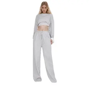 Twotwinstyle Groothandel Minimalistische Tweedelige Set Voor Dames Wijde Pijpen Trouses Casual Tweedelige Sets Vrouwelijke Sets Dames