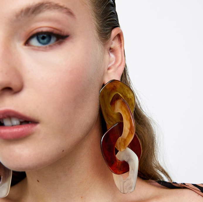 Серьги-кольца XG1467 с крупными цепочками, многослойные серьги, серьги с пластиной из уксусной кислоты в богемном стиле