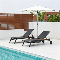 Ensemble de chaises longues de patio modernes, imperméables et portables, en aluminium et PVC, avec table d'appoint, pour hôtel et appartement