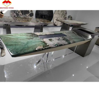 Table basse de luxe en quartzite et marbre vert Table à manger en pierre de Patagonie du Brésil polie sur mesure Mobilier de maison