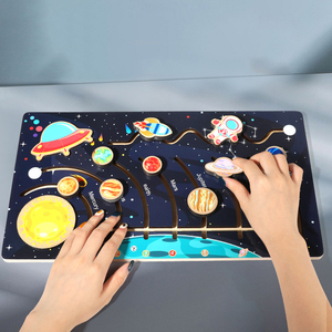 Giocattolo educativo in legno pianeti Puzzle gioco da tavolo per bambini sistema solare pianeti giocattoli di apprendimento cognitivo - Product Image 2