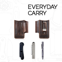 Dropship Mini Edc Pouch Full Grain Thick Leather Edc Organizer Pouch Bag With Belt Clip Outdoor Tool Pouch for Knife Flashlight