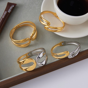 Geometric Stainless Steel <b>Bangle</b> Double Layer Spring Opening Unisex Jewelry Fashion <b>Bracelet</b> Gold <b>Silver</b> Color - Product Image 4