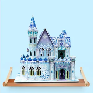Mooie Ijs Kasteel Kleurrijke Papieren Puzzels 73 Stuks Bouwsteen Aangepast 3d Puzzel Diy Speelgoed Voor Kinderen
