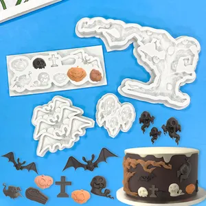 Molde para galletas de Halloween, molde para Fondant con forma de fantasma, árbol, Tombstone, calabaza, murciélago, Cráneo, nuevo