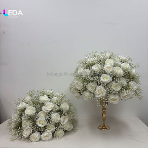 Grande boule de fleurs blanches en forme de rose, centre de table pour mariage, anniversaire, décoration de fête - Product Image 4